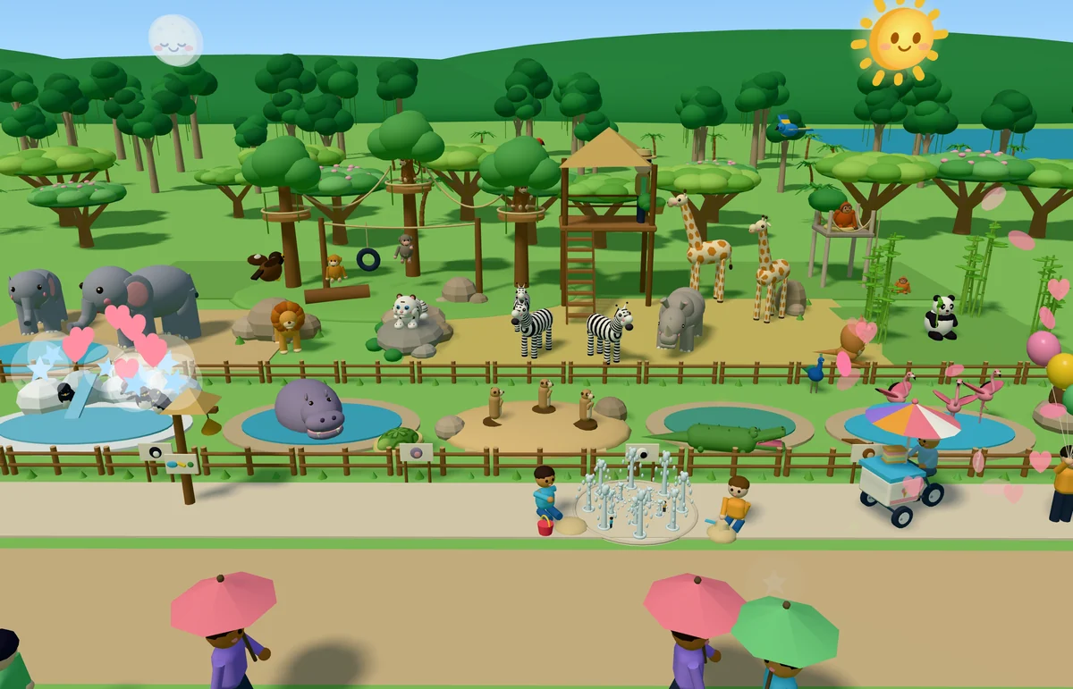 The zoo: elephants, giraffes, zebras and a tram